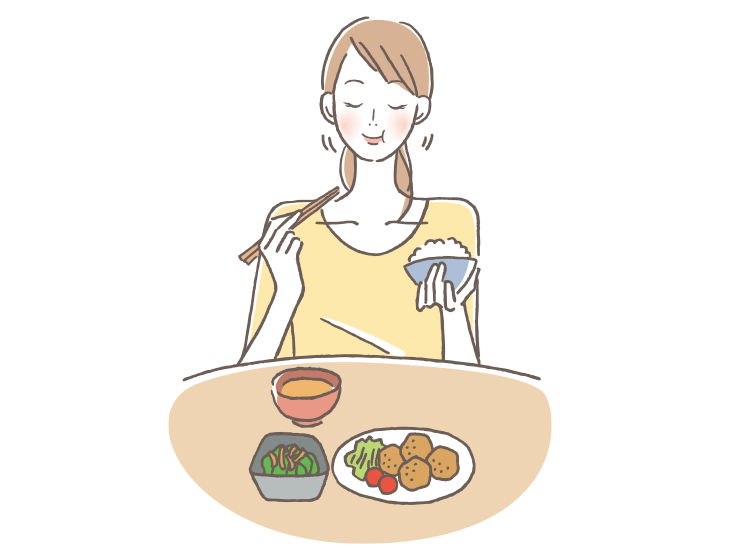食事をしている女性イラスト