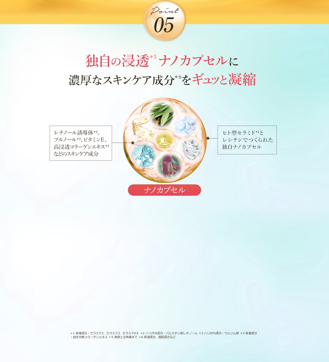 Hazumie POINT05 新開発 独自の浸透ナノカプセルに濃厚な美容成分をギュッと凝縮