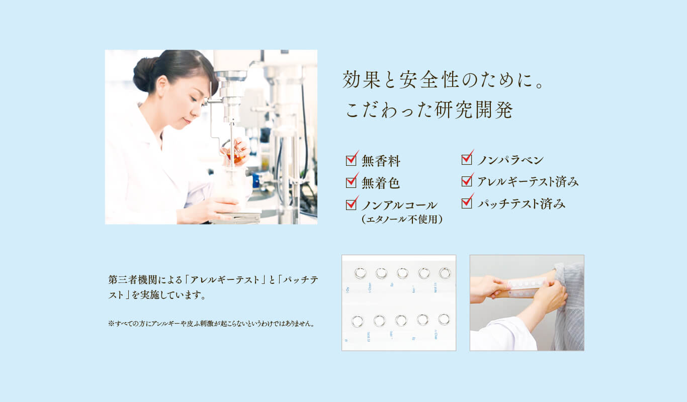 Hazumie 効果と安全性のために。こだわった研究開発