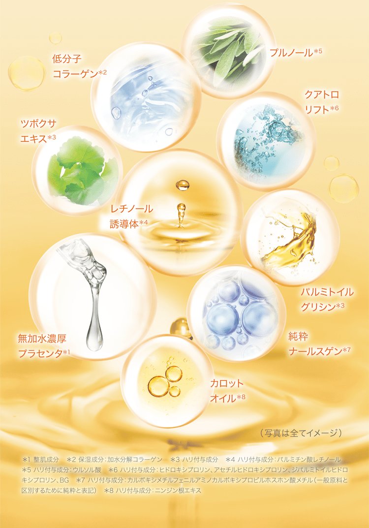 9種の「うるおいハリ成分」を厳選配合