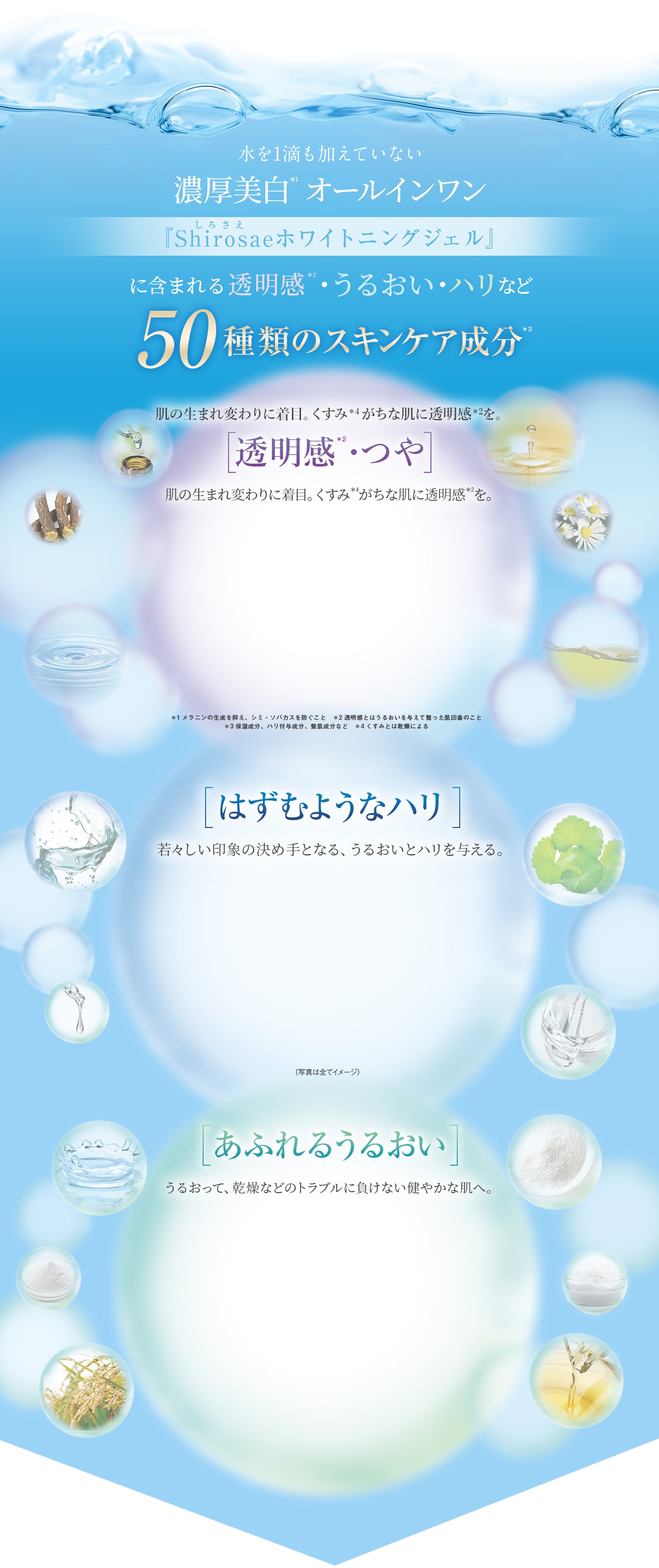 Shirosae　透明感・うるおい・ハリなど50種類のスキンケア成分
