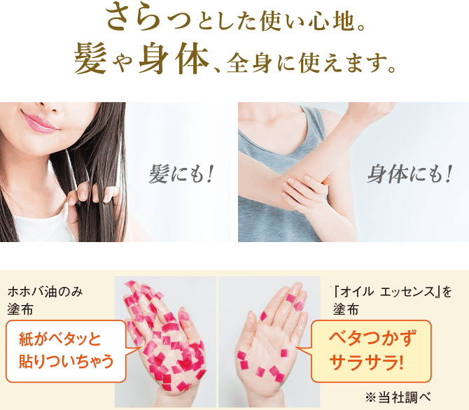 さらっとした使い心地。髪や身体、全身に使えます。