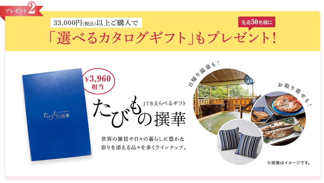 プレゼント2 33,000円(税込)以上ご購入で「選べるカタログギフト」も先着50名様にプレゼント