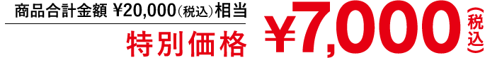 商品合計金額￥20,000[税込]相当 ⇒ 特別価格￥7,000[税込]