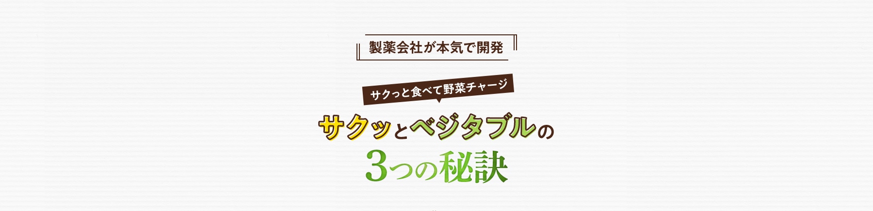 製薬会社が本気で開発 サクっと食べて野菜チャージ サクッとベジタブルの3つの秘訣