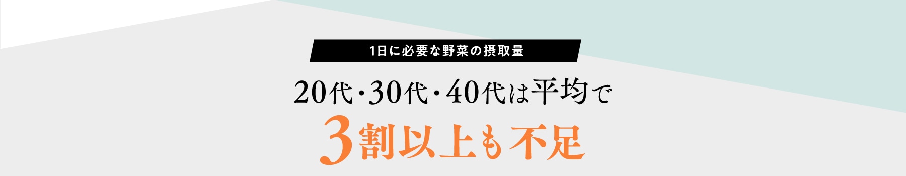 1日に必要な野菜の摂取量 20代・30代・40代は平均で3割以上も不足